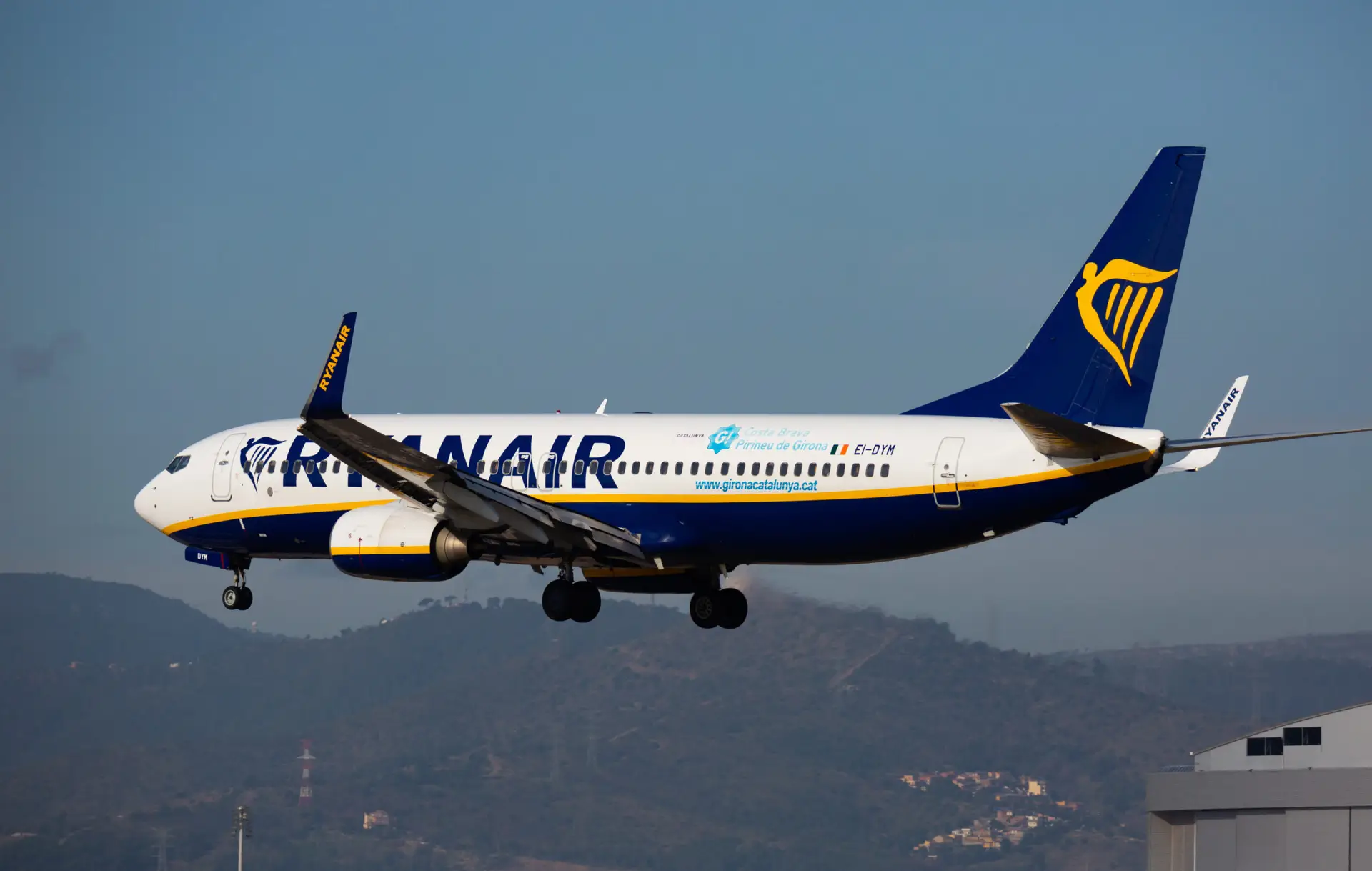 Passenger Airplane of company Ryanair during landing