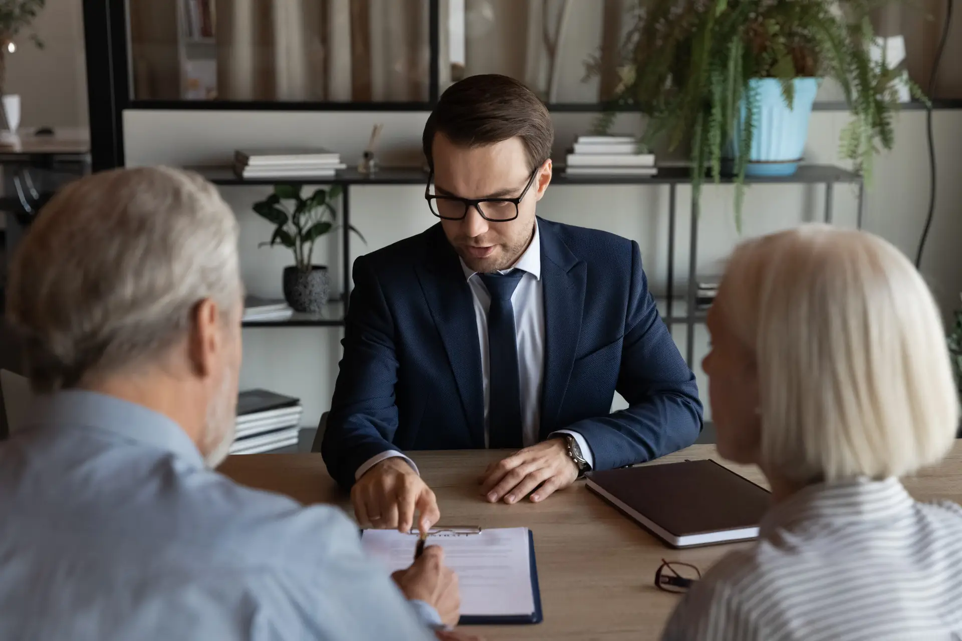 Confident lawyer, real estate agent, financial advisor giving consultation