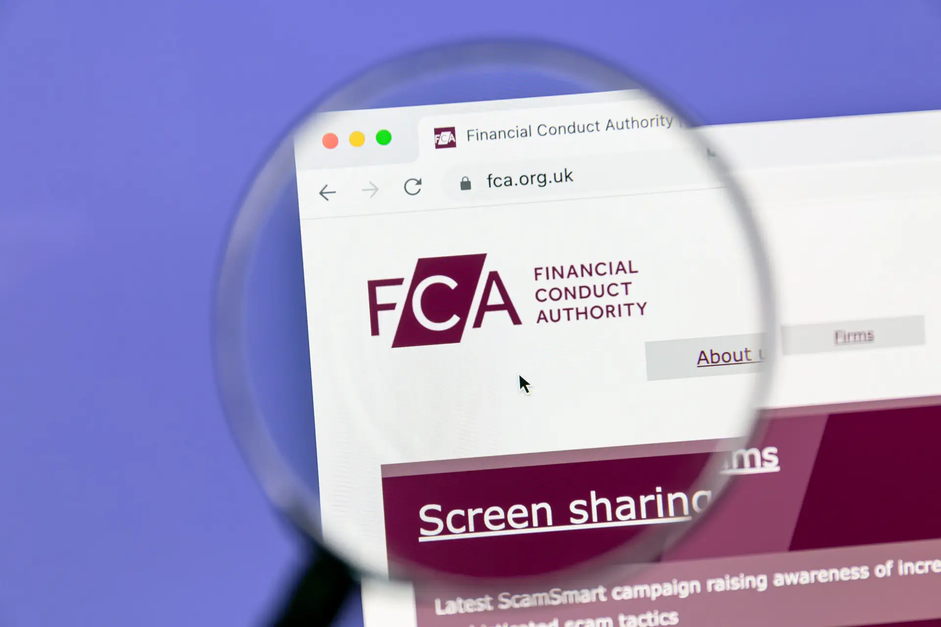Ostersund, Sweden - May 16, 2022: FCA website. The Financial Conduct Authority (FCA) is a financial regulatory body in the United Kingdom.