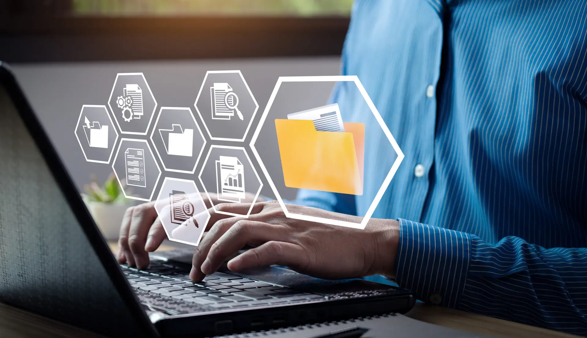 document management system concept. Enterprise content management, Digital asset management, Document imaging, Workflow, Records management, Online document file data software for efficient archiving.