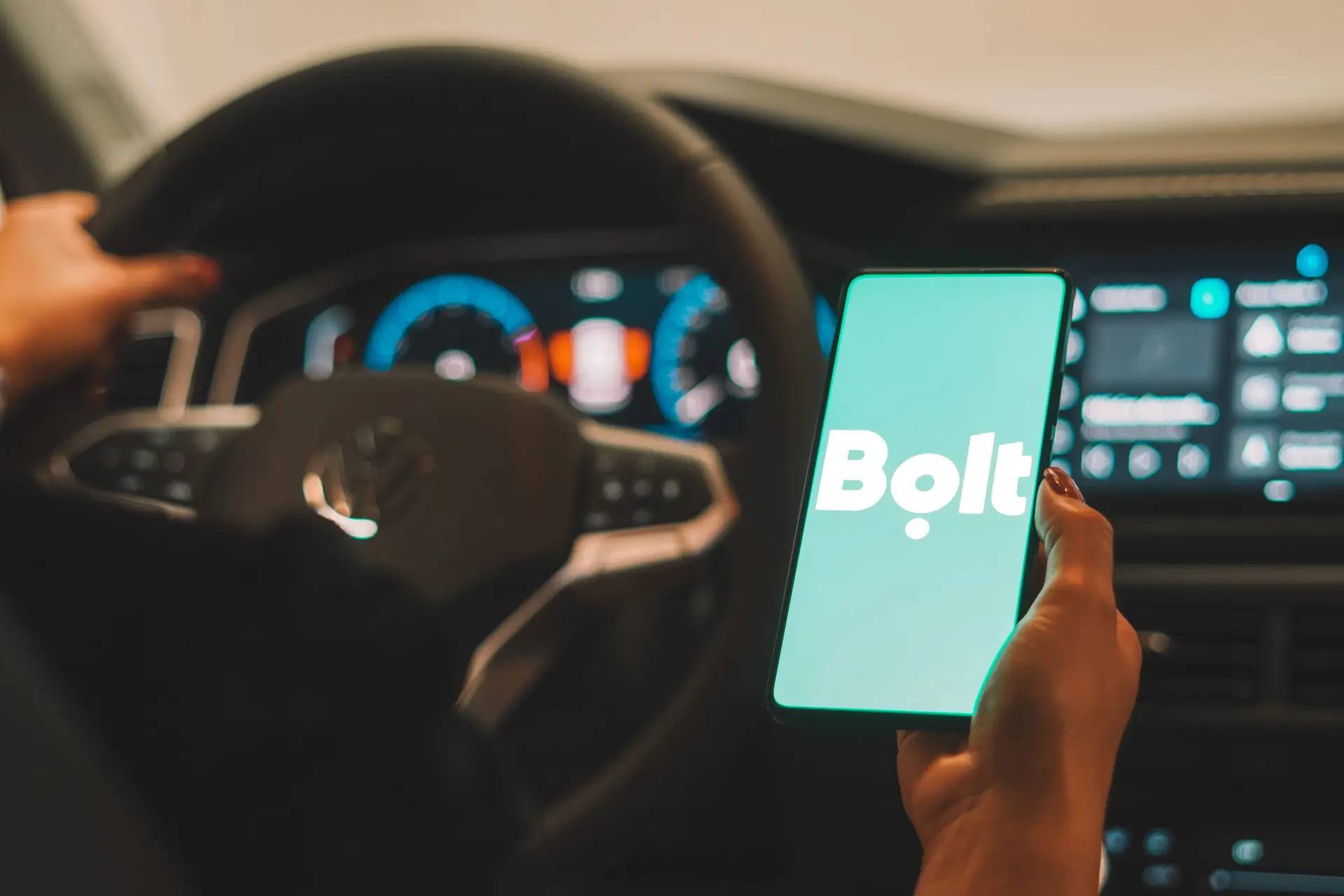 October 2, 2023, Brazil. In this photo illustration, the Bolt logo is displayed on a smartphone screen.