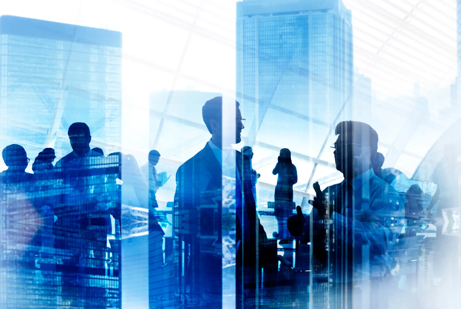 Business People Silhouette Working Meeting Conference Urban Scen