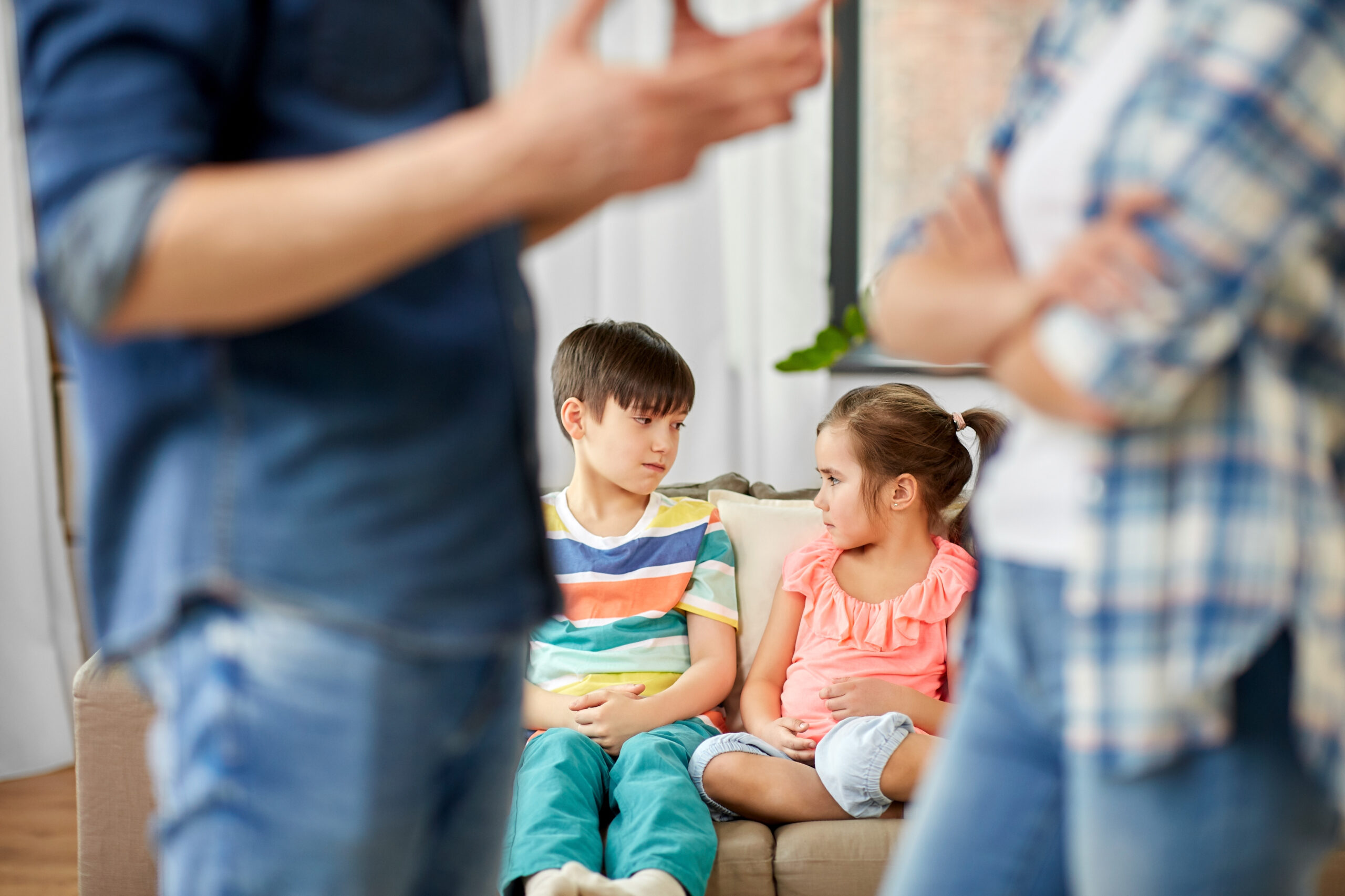children watching their parents quarreling at home