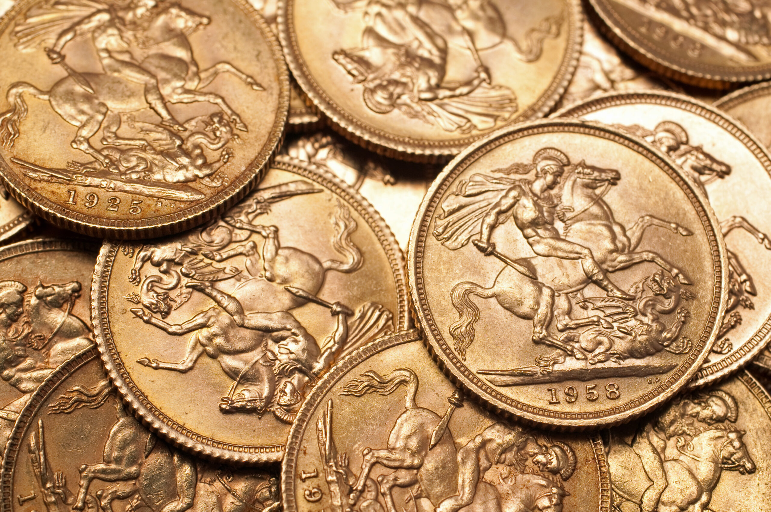Background of British gold sovereign coins