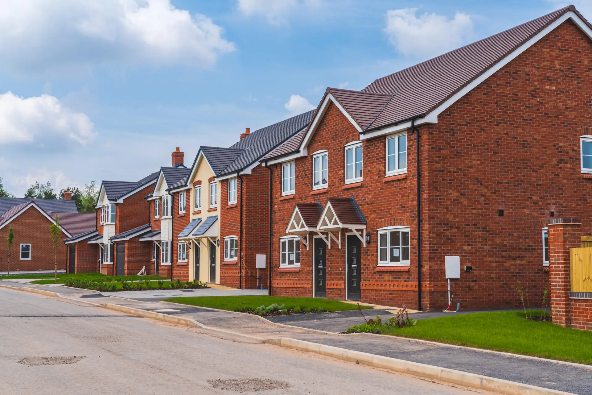 New house build in the UK, example of modern homes built in Britain